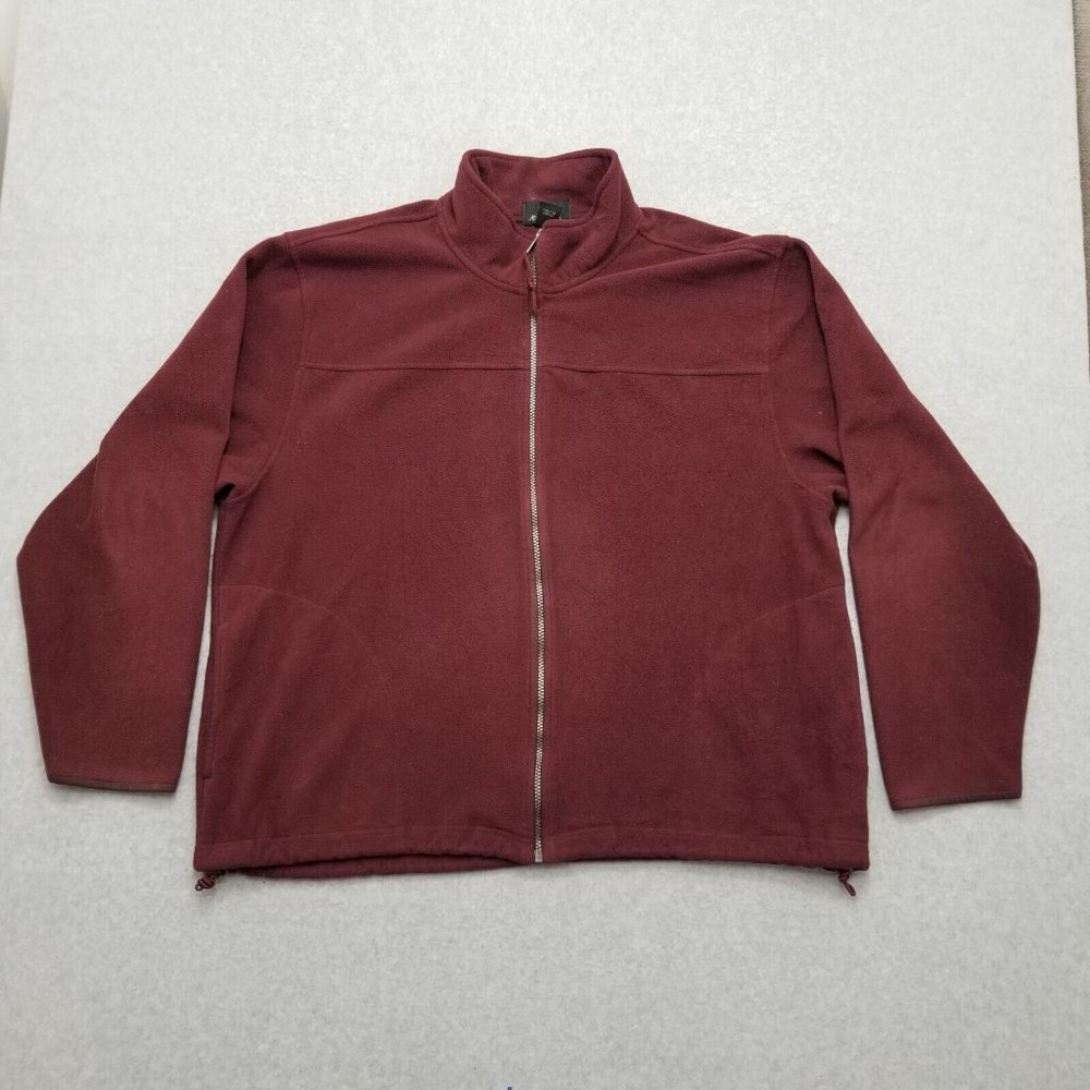 Antigua‎ Jacket Womens XL Red Pockets Zip Outdoor Fleece Mock Neck